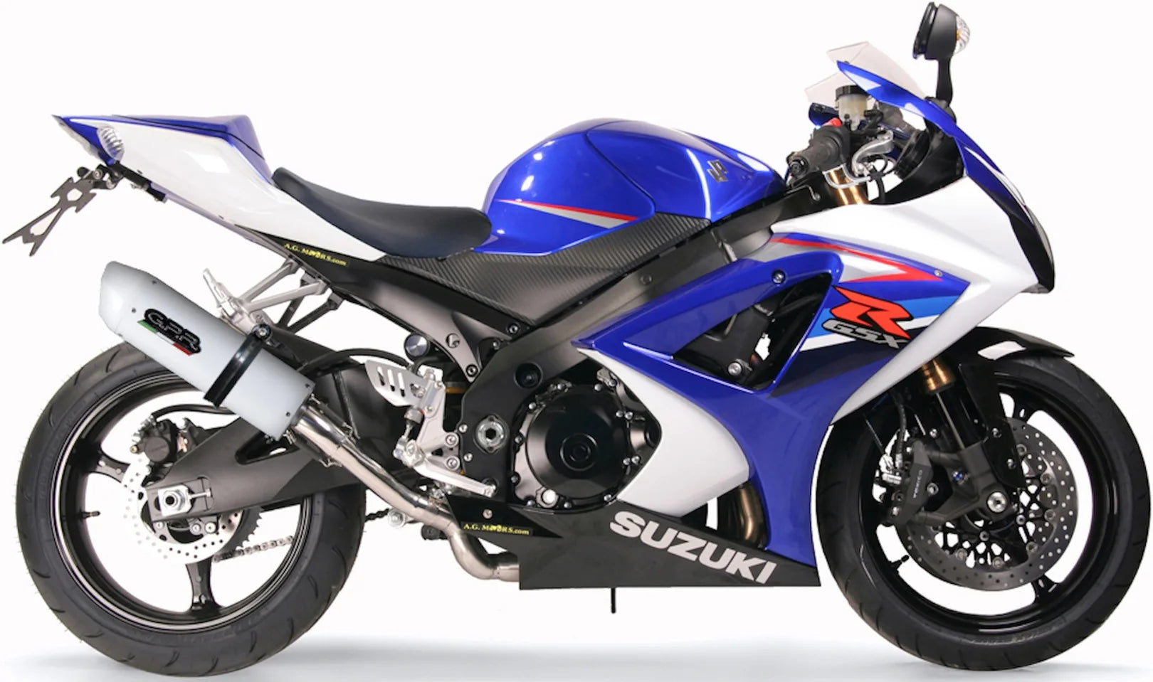 Escape Doble Con Homologación Acústica Albus Ceramic Aluminio Blanco - Gpr Compatible Con Suzuki Gsx-R 1000 K7 (2007-2008)