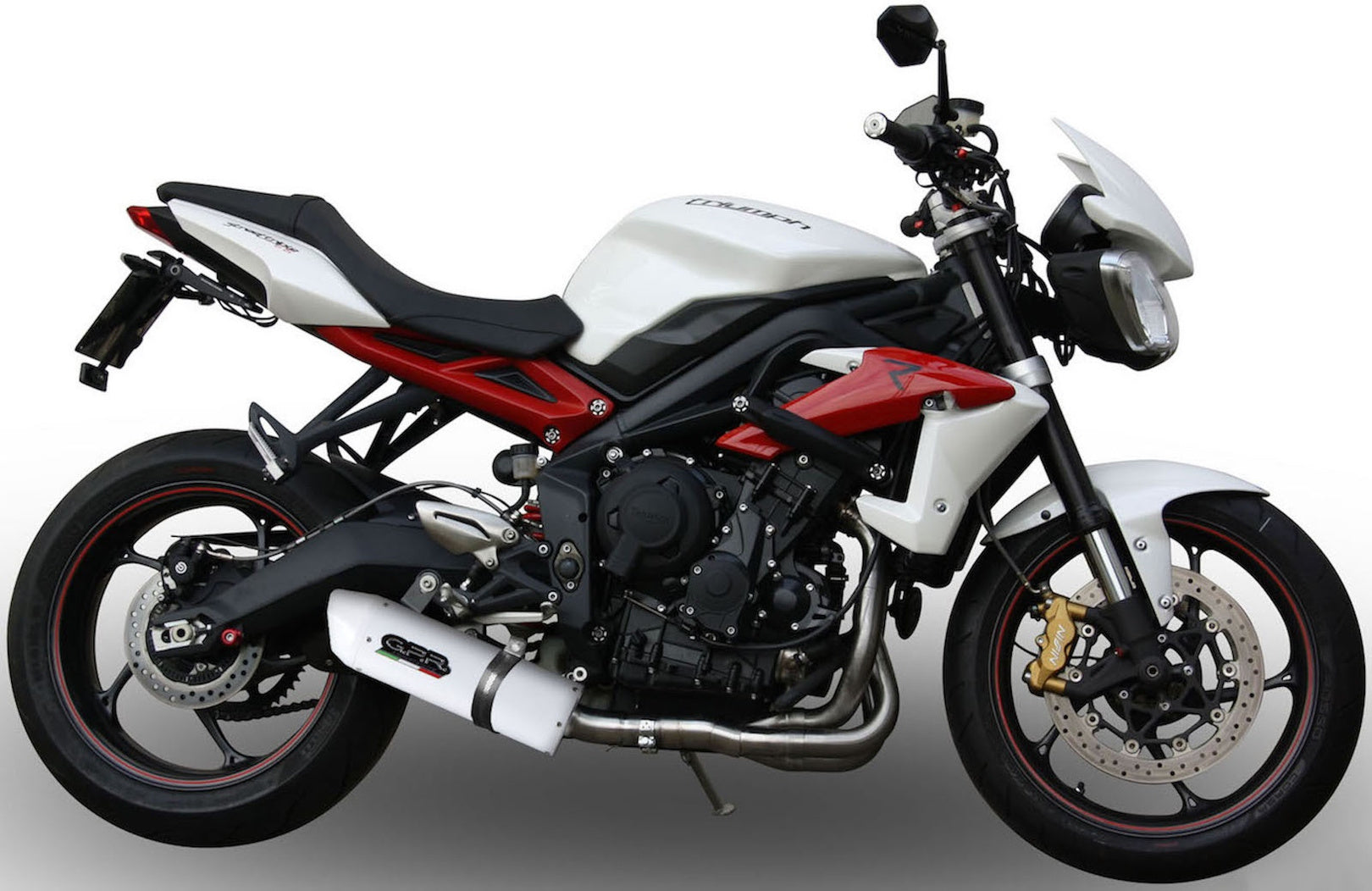 Exhaust Tip With Noise Certification Albus Ceramic White Aluminium - Gpr Compatible With Triumph Street Triple 675 (2013-2016)
