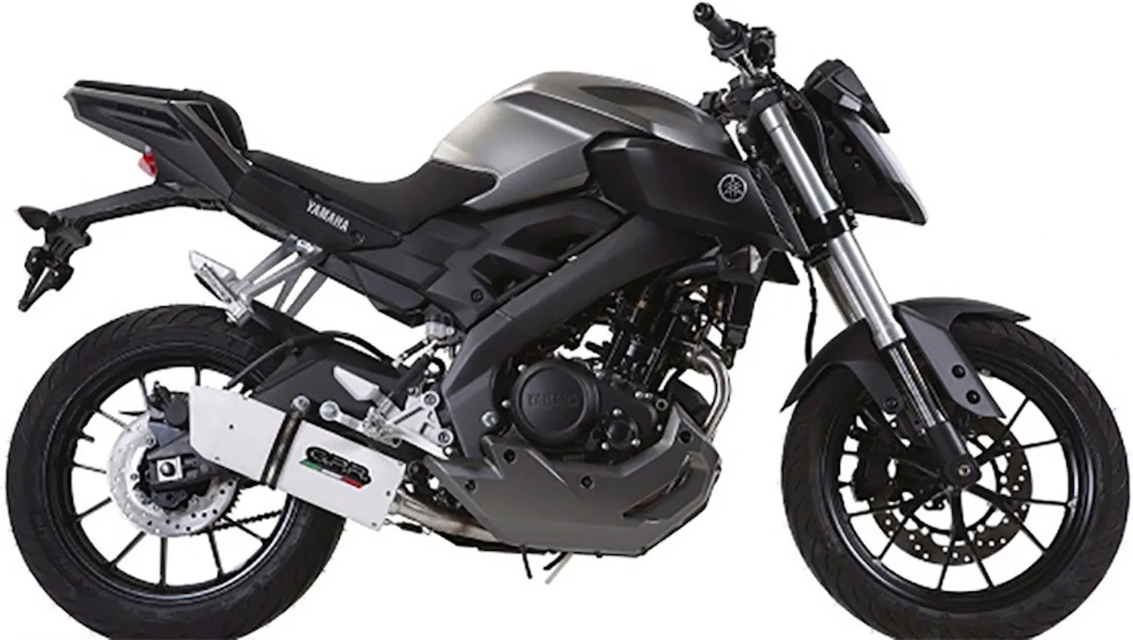 Sistema De Escape Completo Con Catalizador Y Homologación Acústica Albus Ceramic Aluminio Blanco - Gpr Compatible Con Yamaha Mt-125 (2014-2016)