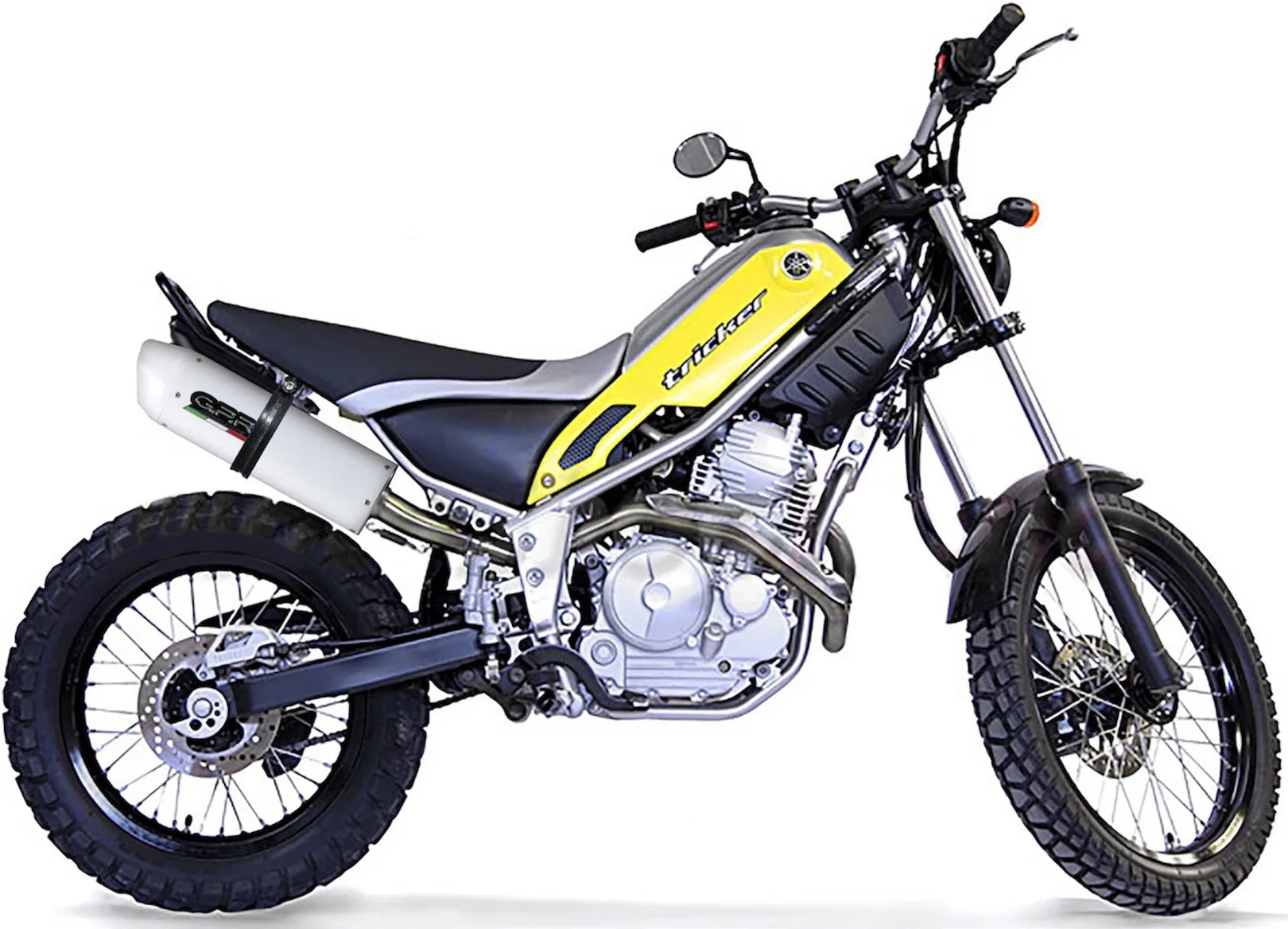 Sistema De Escape Completo Sin Catalizador Y Con Homologación Acústica Albus Ceramic Aluminio Blanco - Gpr Compatible Con Yamaha Tricker 250 (2005-2008)