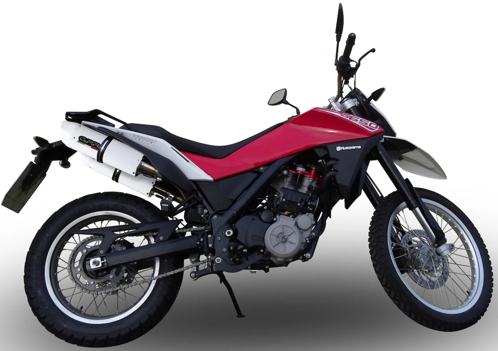Sistema De Escape Completo Con Catalizador Y Homologación Acústica Albus Ceramic Aluminio Blanco - Gpr Compatible Con Husqvarna Tr 650 Terra - Strada (2013-2015)