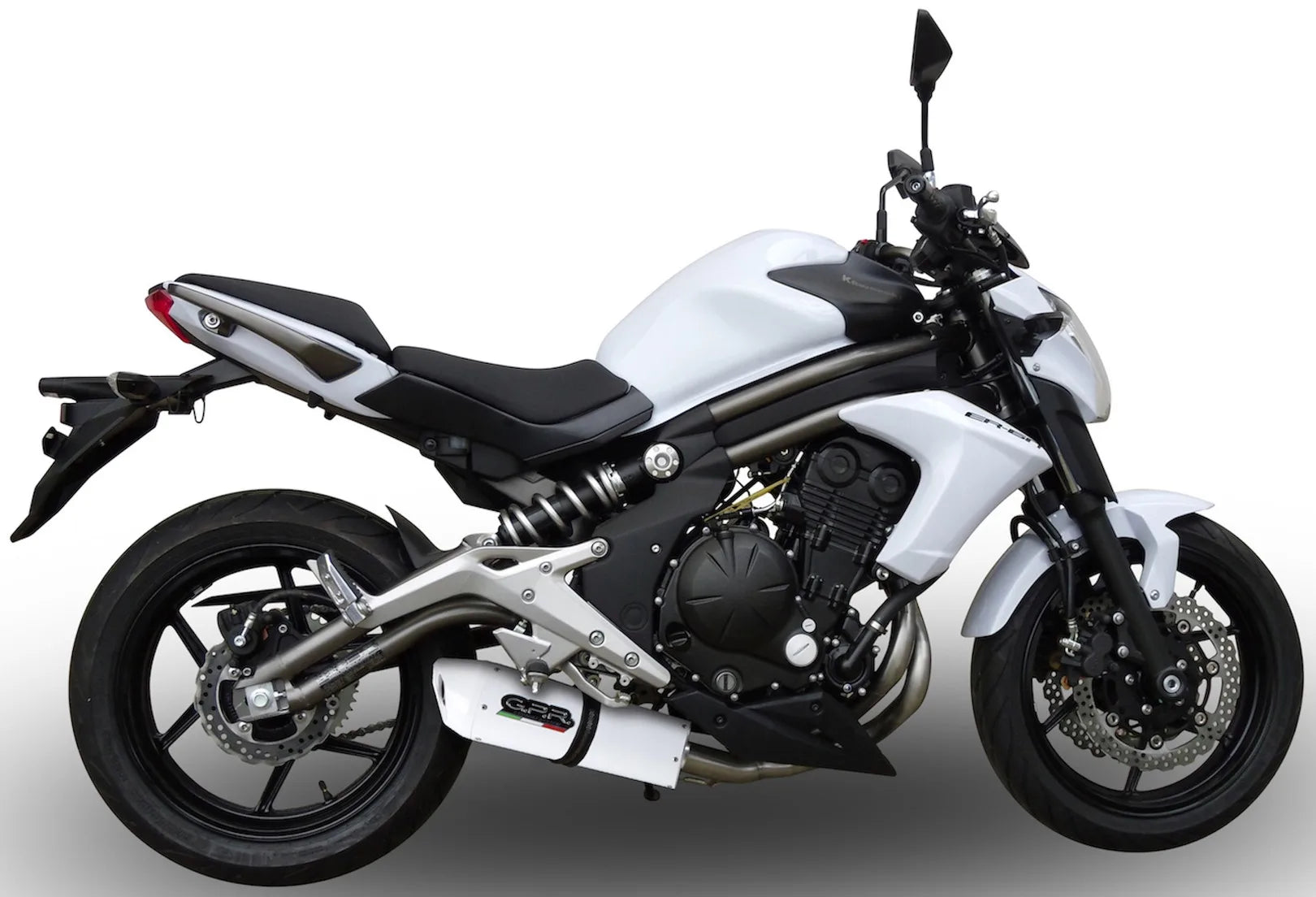 Tubo De Escape Con Homologación Acústica Albus Ceramic Aluminio Blanco - Gpr Compatible Con Kawasaki Er-6 N (2005-2011)