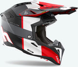 Casco Off-Road Para Moto Airoh Aviator 3 - Av3M16 Hpc Carbon Gris Rojo Mate Monarch Talla L