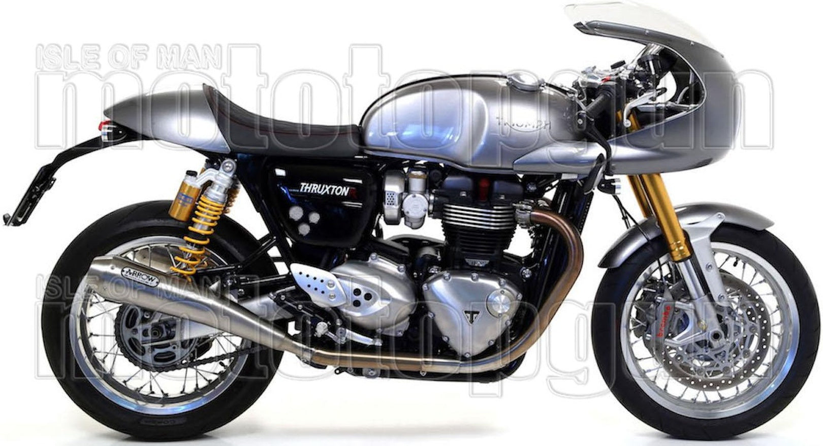 Complete Non-Catalytic Exhaust System With Sound Certification Pro-Racing Nichrom Stainless Steel - Arrow Special Parts Compatible With Triumph Thruxton 1200 R (2017-2020)