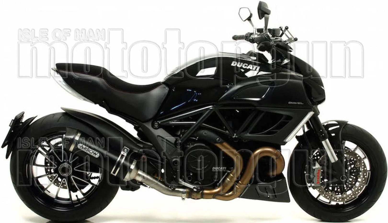 Tubo De Escape Con Catalizador Y Homologación Acústica Race-Tech Aluminio Negro Carbono - Arrow Special Parts Compatible Con Ducati Diavel (2011-2016)