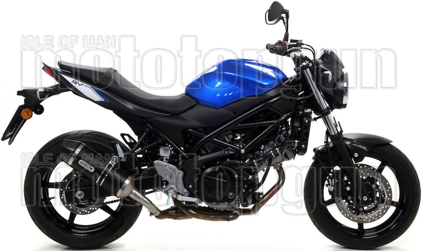 Complete Non-Catalytic Exhaust System With Sound Certification Race-Tech Black Aluminium Carbon - Arrow Special Parts Compatible With Suzuki Sv 650 (2016-2024)