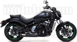 Sistema De Escape Completo Sin Catalizador Y Con Homologación Acústica Rebel Aluminio Negro Carbono - Arrow Special Parts Compatible Con Kawasaki Vulcan 650 S (2014-2016)