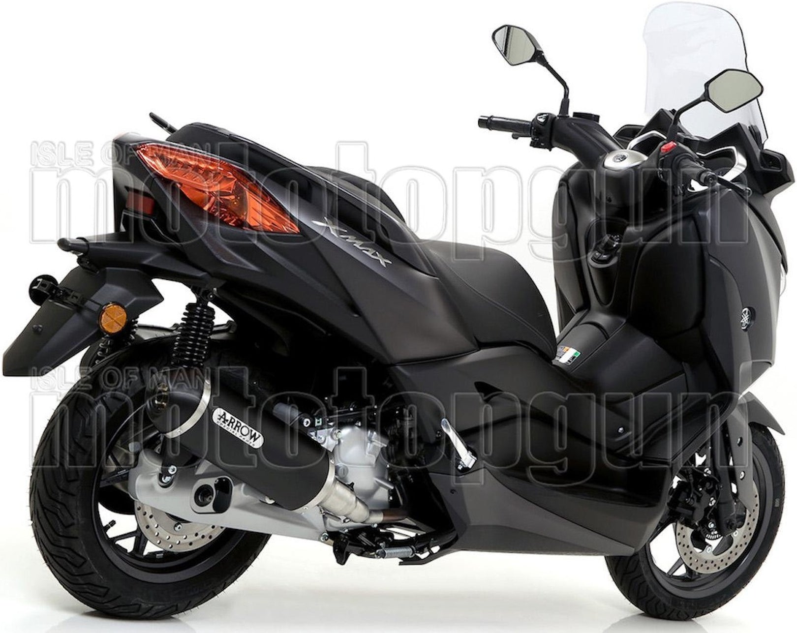 Catalytic Exhaust Tip With Sound Certification Urban Black Aluminium Stainless Steel Black - Arrow Special Parts Compatible With Yamaha X-Max 400 (2017-2020)
