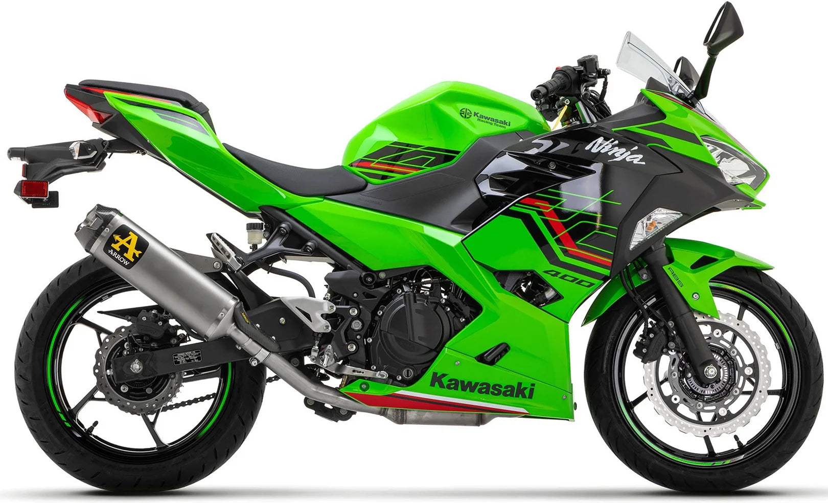 Tubo De Escape Con Homologación Acústica Indy-Race Aluminio Negro Carbono - Arrow Special Parts Compatible Con Kawasaki Ninja 400 (2023)