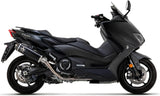 Sistema De Escape Completo Con Catalizador Y Homologación Acústica Indy-Race Titanio Negro Carbono - Arrow Special Parts Compatible Con Yamaha Xp 530 T-Max (2017-2019)