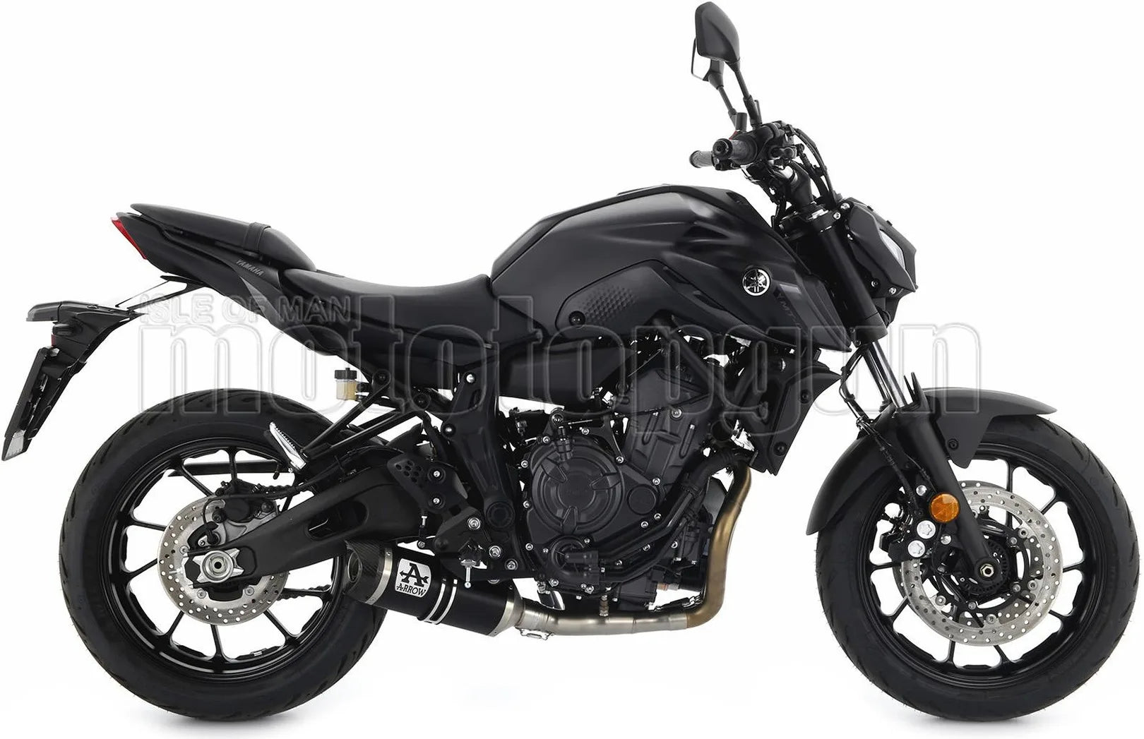 Sistema De Escape Completo Sin Catalizador Y Con Homologación Acústica Thunder Aluminio Negro Carbono - Arrow Special Parts Compatible Con Yamaha Mt-07 (2021-2024)