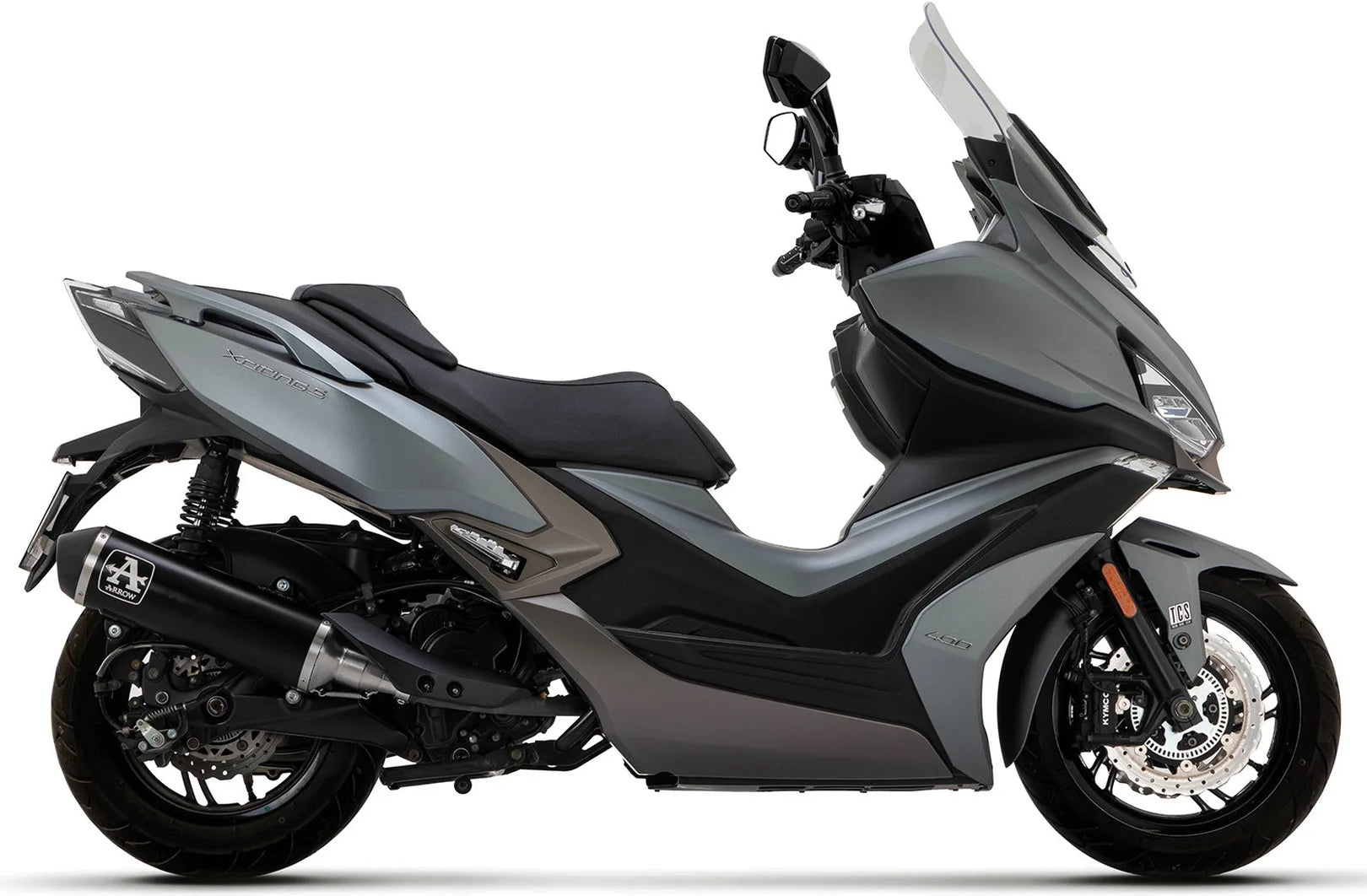 Tubo De Escape Con Homologación Acústica Urban Aluminio Negro Aluminio Negro - Arrow Special Parts Compatible Con Kymco Xciting 400 I S (2021-2024)