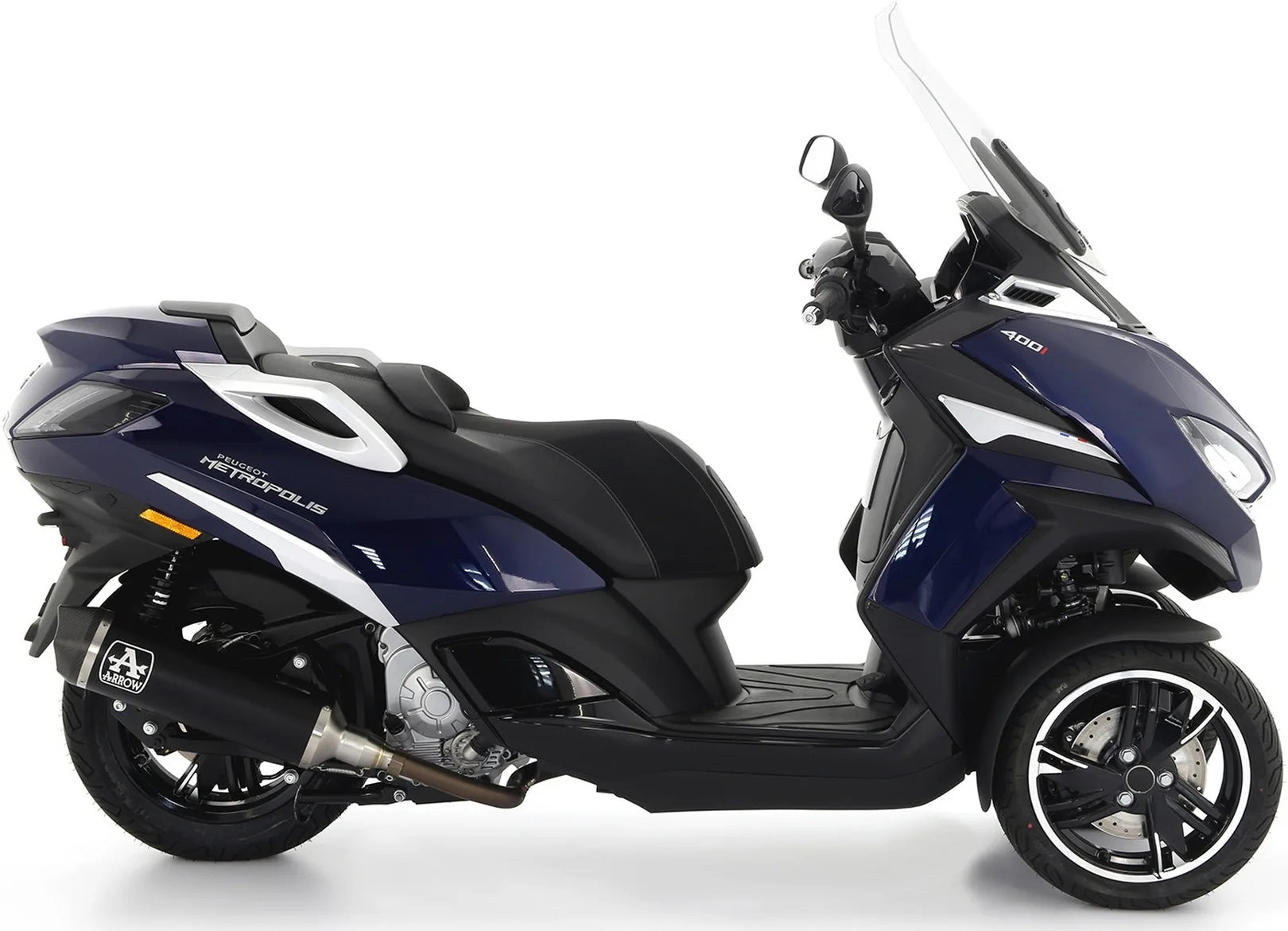 Tubo De Escape Con Catalizador Y Homologación Acústica Urban Aluminio Negro Carbono - Arrow Special Parts Compatible Con Peugeot Metropolis 400 (2017-2021)