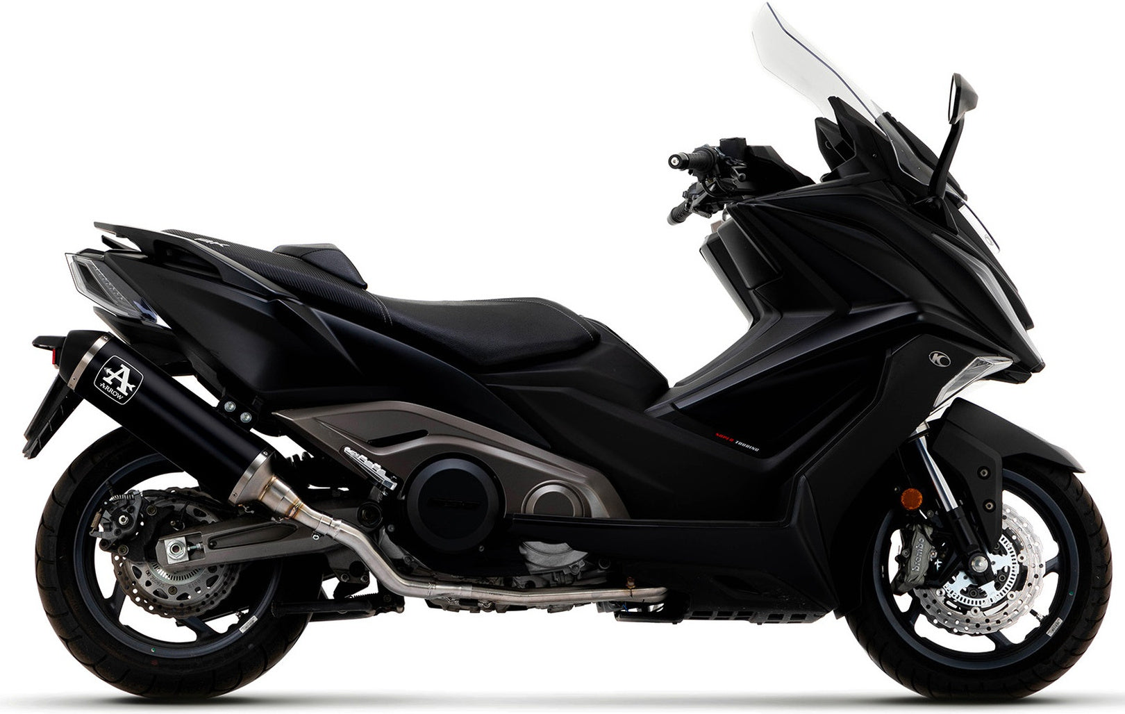 Complete Non-Catalytic Exhaust System With Sound Certification Urban Black Aluminium Stainless Steel - Arrow Special Parts Compatible With Kymco Ak 550 (2021-2026)