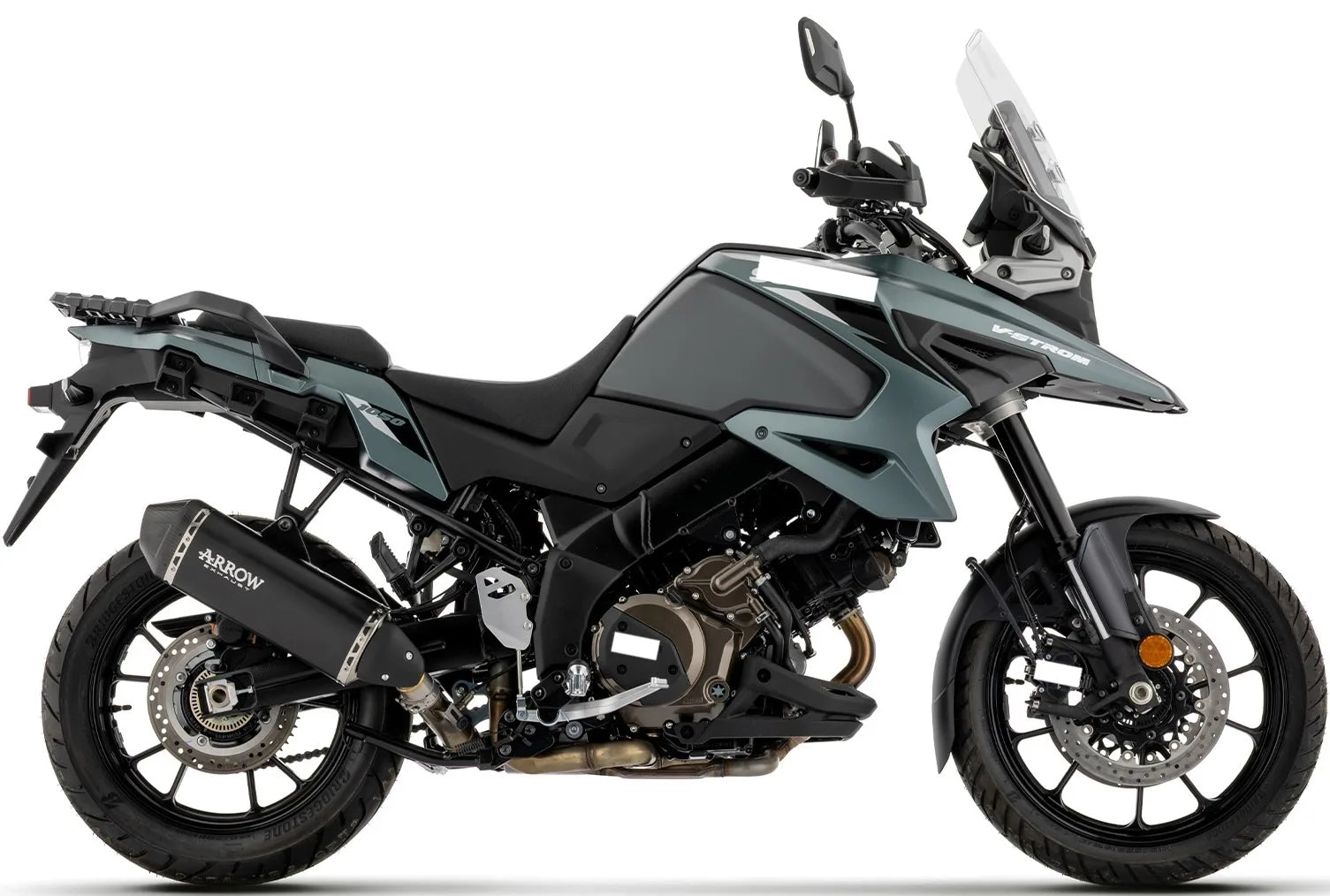 Tubo De Escape Con Homologación Acústica Explorer Aluminio Negro Fondo Carby - Arrow Special Parts Compatible Con Suzuki V-Strom 1050 (2025-2026)