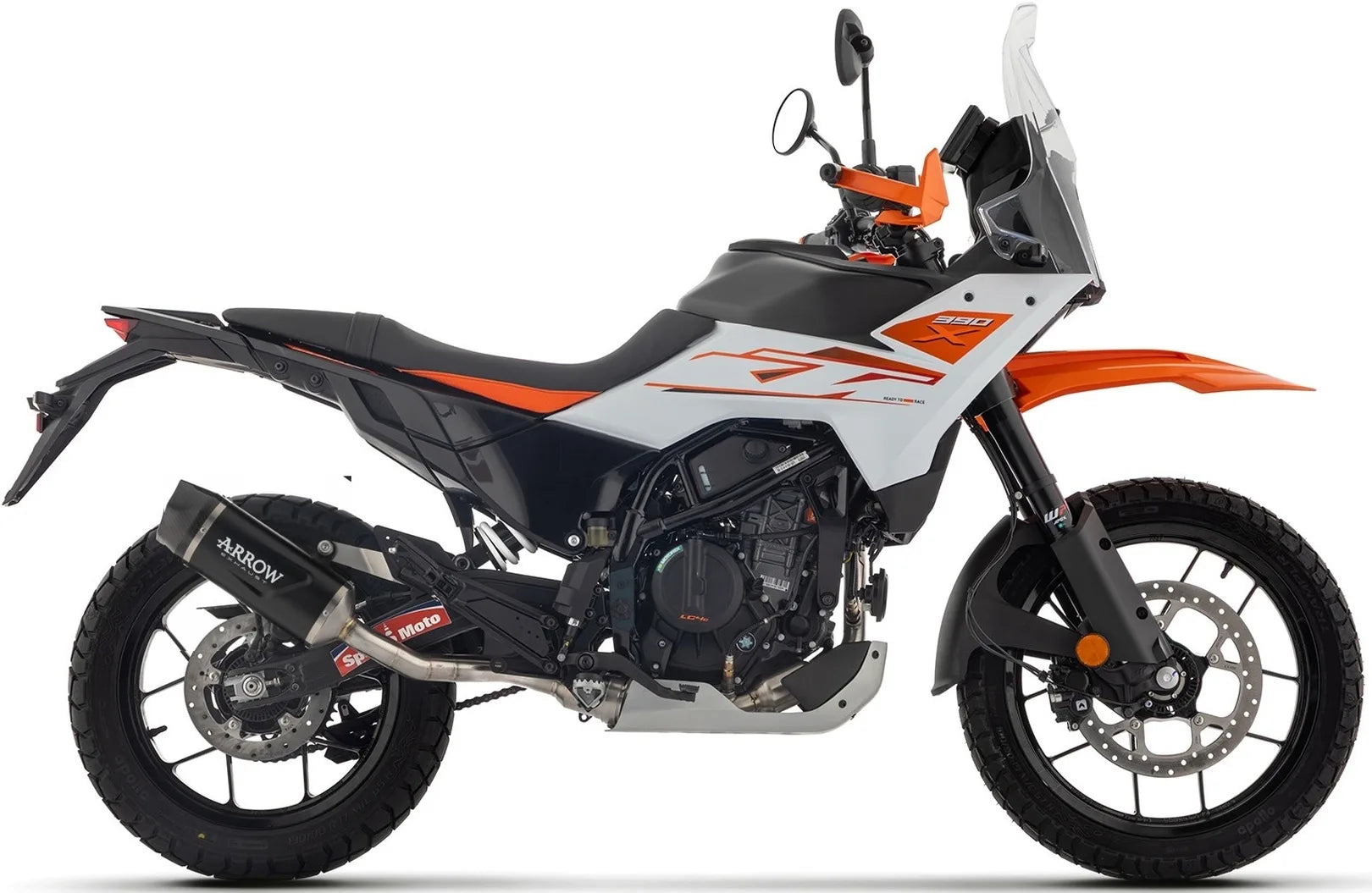 Sistema De Escape Completo Sin Catalizador Y Con Homologación Acústica Indy-Race Evo Aluminio Negro Fondo Carby - Arrow Special Parts Compatible Con Ktm 390 Adventure R (2025-2026)