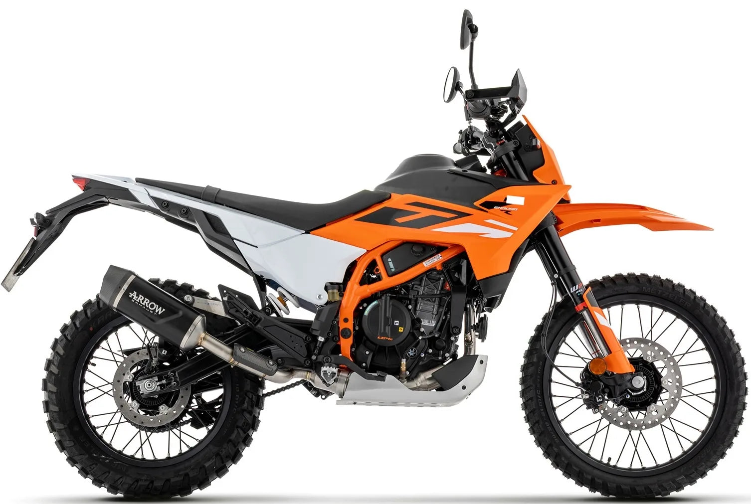 Sistema De Escape Completo Sin Catalizador Y Con Homologación Acústica Aluminio Negro Fondo Carby - Arrow Special Parts Compatible Con Ktm 390 Enduro R (2025-2026)