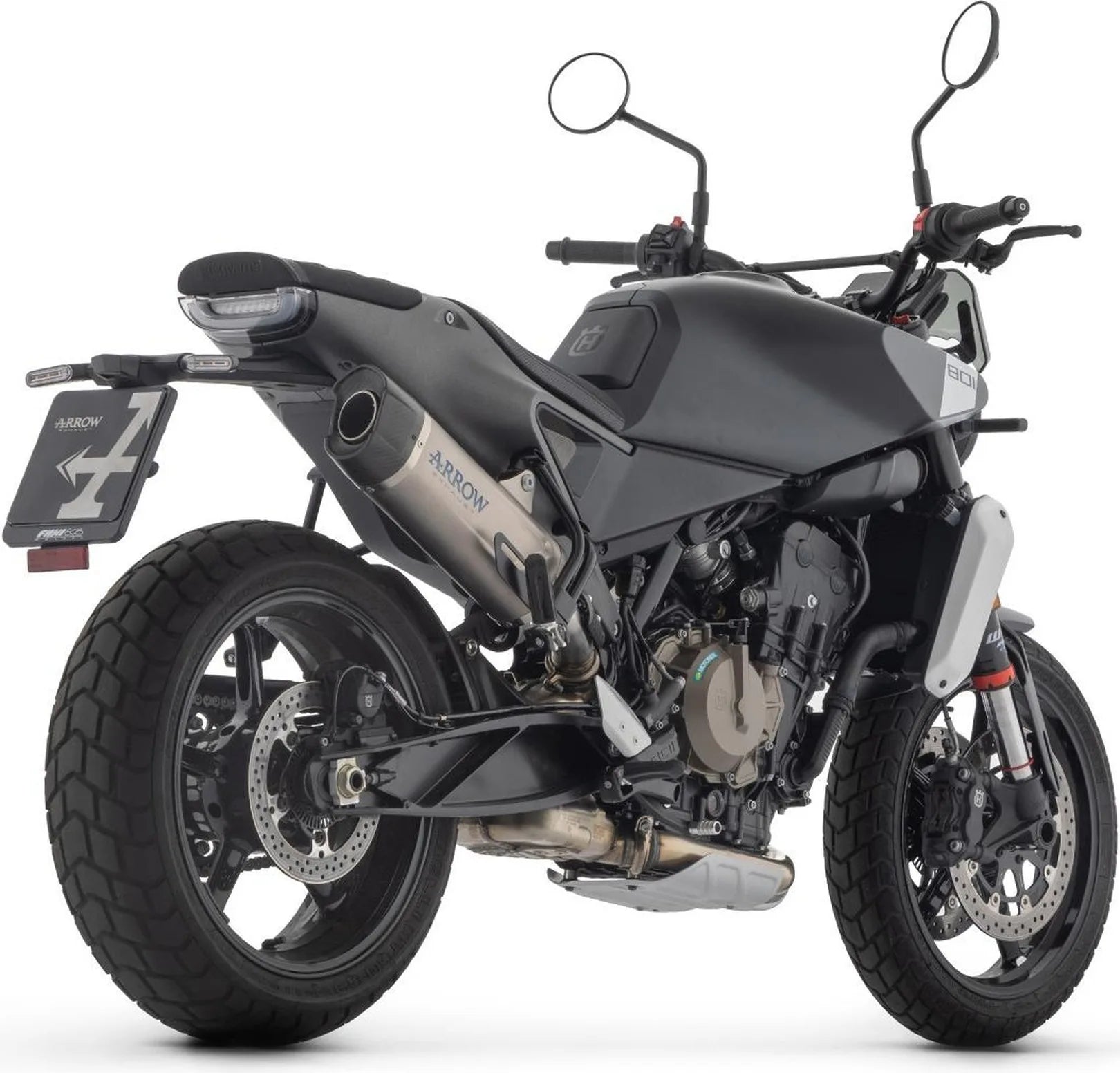 Tubo De Escape Con Homologación Acústica Indy-Race Evo Titanio Carbono - Arrow Special Parts Compatible Con Husqvarna Svartpilen 801 (2024-2025)