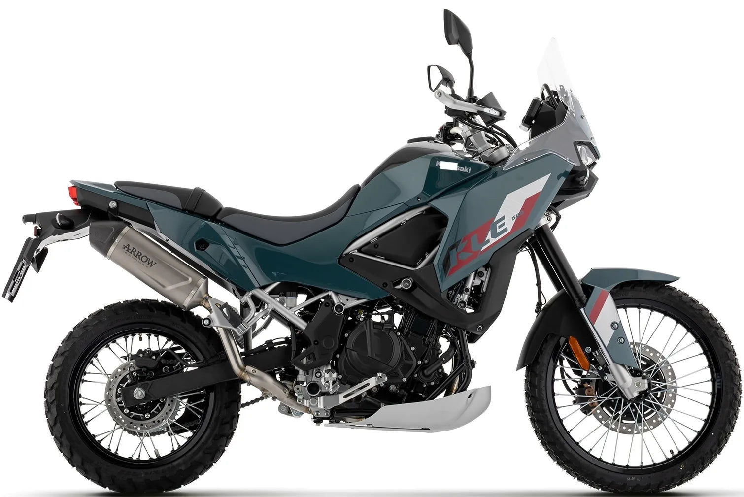 Sistema De Escape Completo Sin Catalizador Y Sin Homologación Acústica Indy-Race Evo Titanio Fondo Carby - Arrow Special Parts Compatible Con Kawasaki Kle 500 (2026)