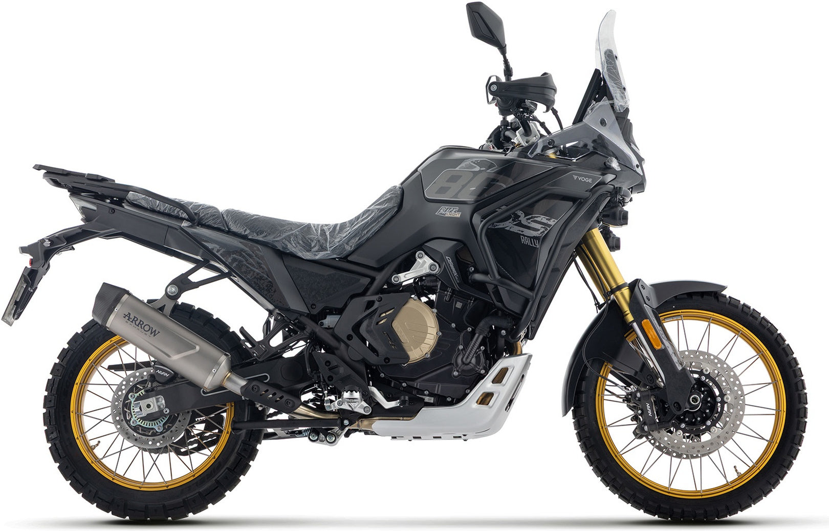 Complete Non-Catalytic Exhaust System With Sound Certification Indy-Race Evo Titanium Steel End Cap - Arrow Special Parts Compatible With Voge Valico 800 Dsx Rally (2025-2026)