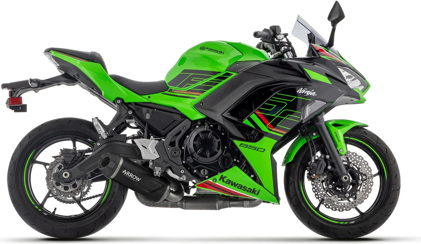 Sistema De Escape Completo Con Catalizador Y Homologación Acústica Indy-Race Evo Aluminio Negro Fondo Carby - Arrow Special Parts Compatible Con Kawasaki Ninja 650 35Kw (2024-2026)