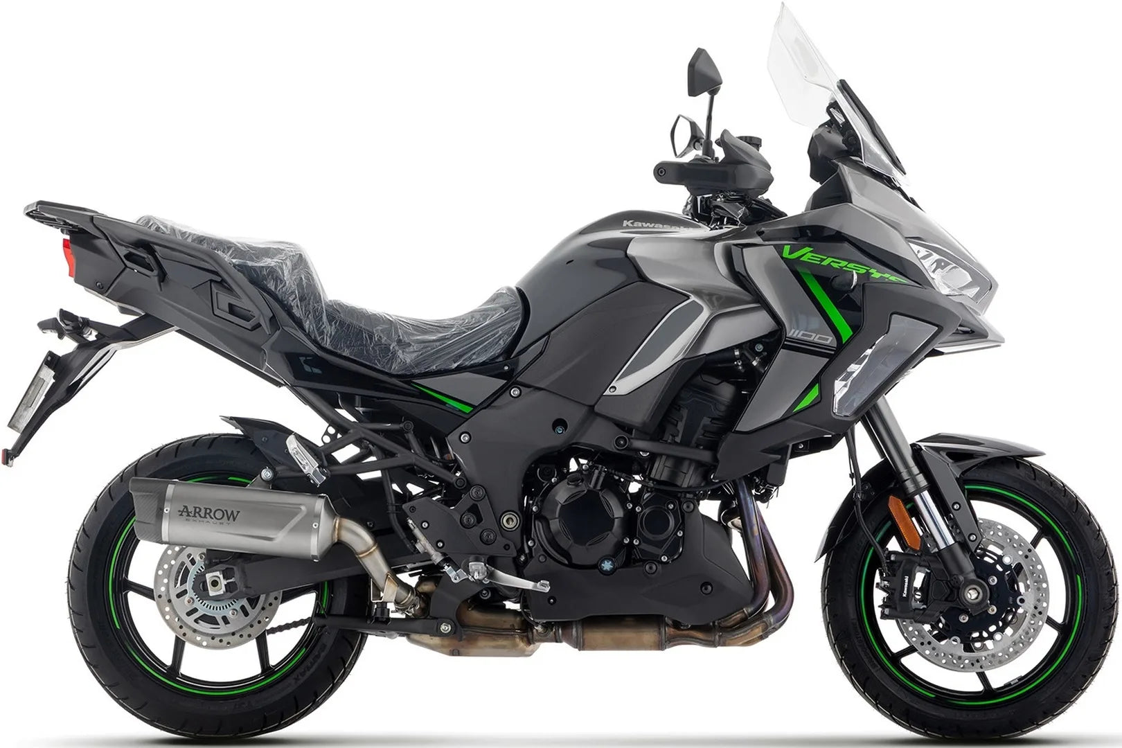 Tubo De Escape Con Homologación Acústica Indy-Race Evo Titanio Fondo Carby - Arrow Special Parts Compatible Con Kawasaki Versys 1100 (2025-2026)
