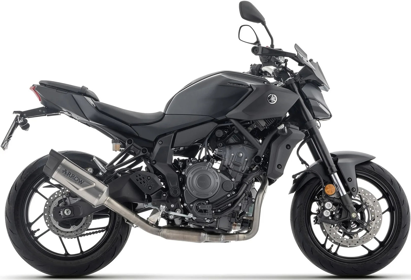 Sistema De Escape Completo Con Catalizador Y Homologación Acústica Indy-Race Evo Titanio Fondo Carby - Arrow Special Parts Compatible Con Yamaha Mt-07 (2025-2026)
