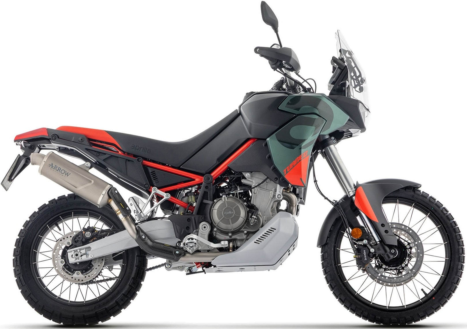 Complete Non-Catalytic Exhaust System With Sound Certification Indy-Race Evo Titanium Carby End Cap - Arrow Special Parts Compatible With Aprilia Tuareg 660 (2025-2026)