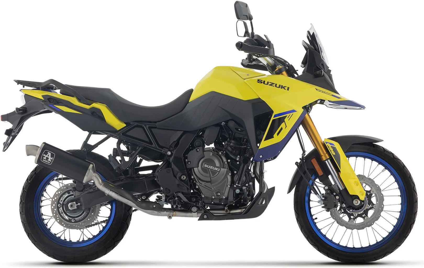 Sistema De Escape Completo Sin Catalizador Y Con Homologación Acústica Indy-Race Aluminio Negro Fondo Acero - Arrow Special Parts Compatible Con Suzuki V-Strom 800 De (2025-2026)