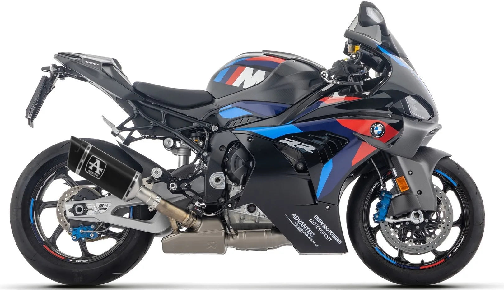 Sistema De Escape Completo Sin Catalizador Y Con Homologación Acústica Pista Titanio Negro Fondo Carby - Arrow Special Parts Compatible Con Bmw M 1000 Rr (2025-2026)