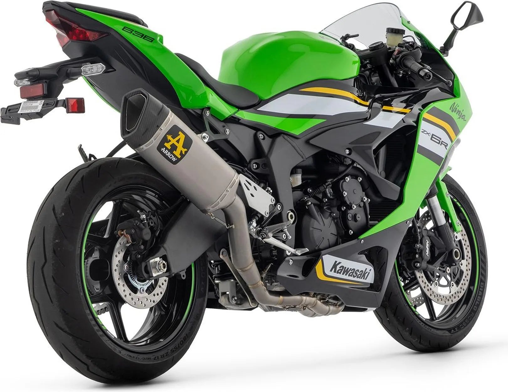 Sistema De Escape Completo Sin Catalizador Y Sin Homologación Acústica Pista Competition Titanio Carbono - Arrow Special Parts Compatible Con Kawasaki Zx 6R 636 (2024-2026)