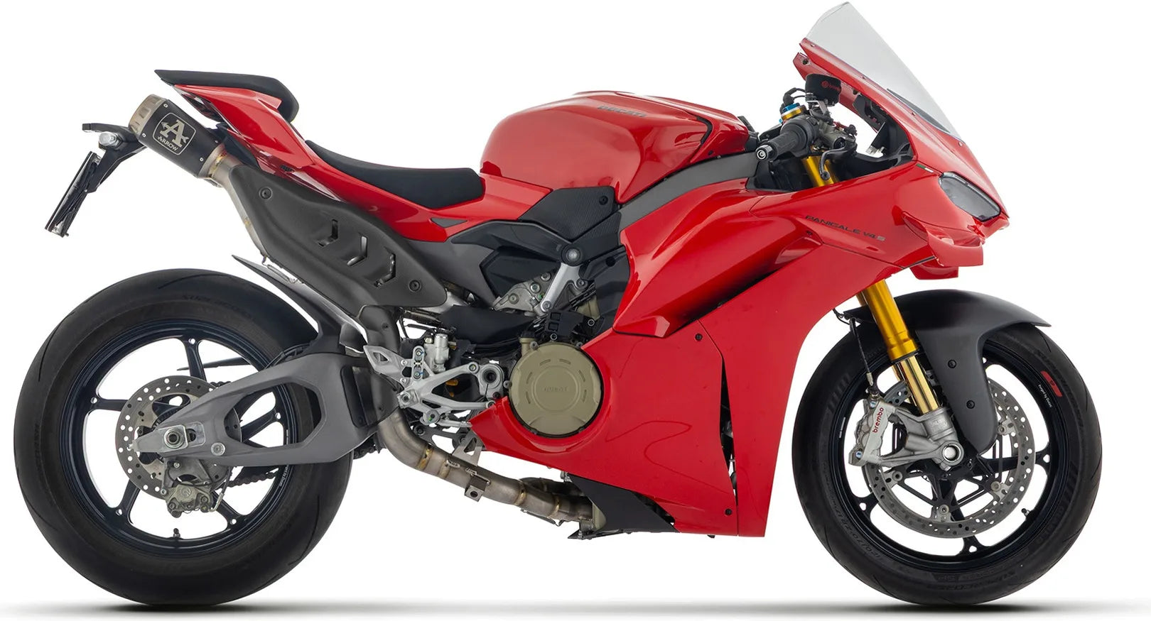 Sistema De Escape Completo Sin Catalizador Y Sin Homologación Acústica Pro-Race Competition Titanio Negro Fondo Net - Arrow Special Parts Compatible Con Ducati Panigale V4 (2025-2026)