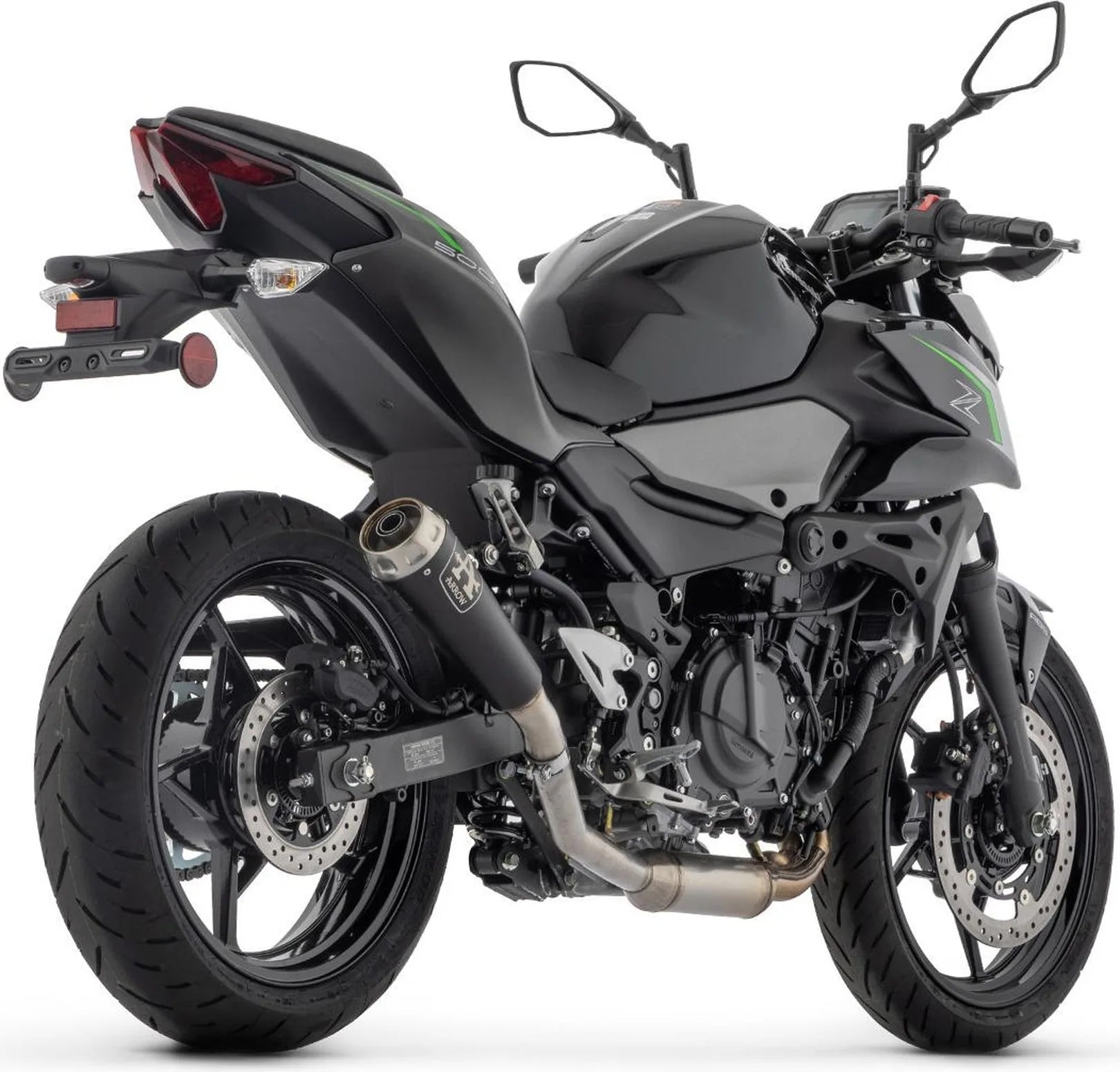 Sistema De Escape Completo Sin Catalizador Y Con Homologación Acústica Pro-Race Nichrom Negro - Arrow Special Parts Compatible Con Kawasaki Z 500 (2024-2026)