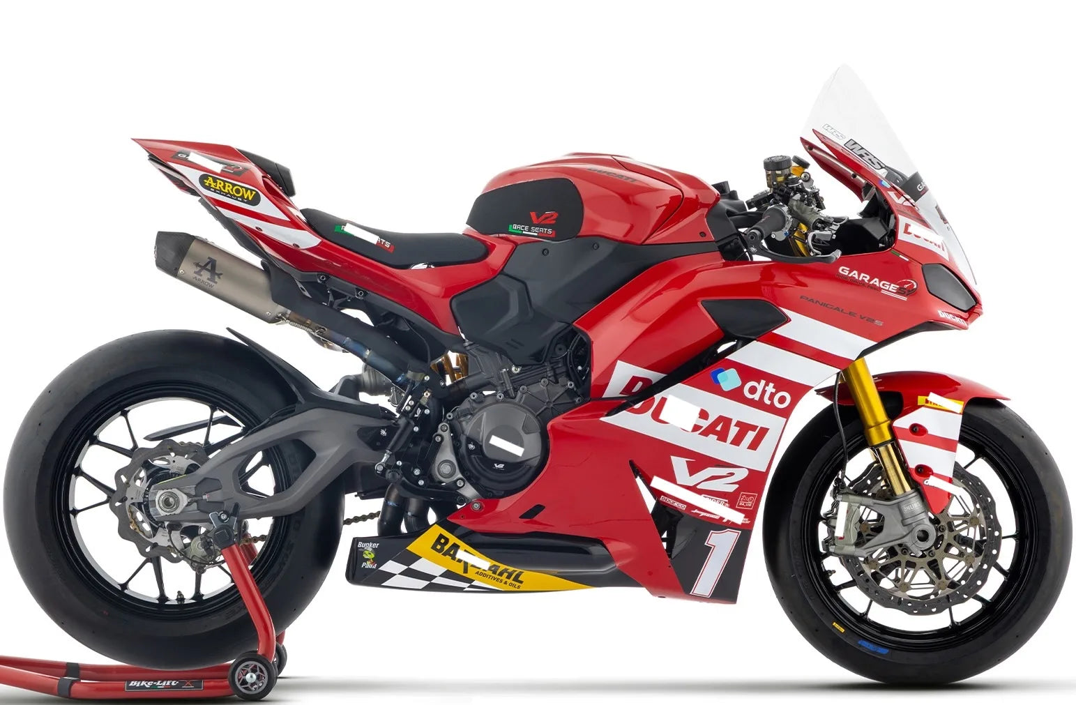 Sistema De Escape Completo Sin Catalizador Y Sin Homologación Acústica Round Competition Titanio Fondo Carby - Arrow Special Parts Compatible Con Ducati Panigale V2 / S (2025-2026)
