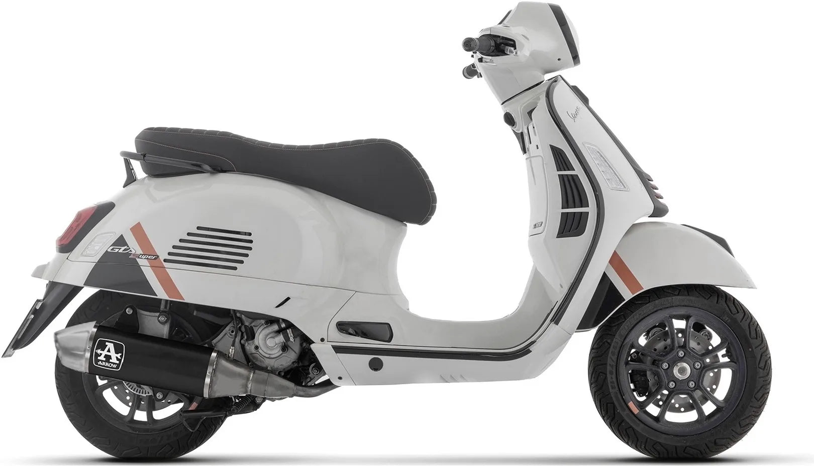 Sistema De Escape Completo Sin Catalizador Y Sin Homologación Acústica Urban Aluminio Negro Fondo Acero - Arrow Special Parts Compatible Con Piaggio Vespa Gts 310 (2025-2026)