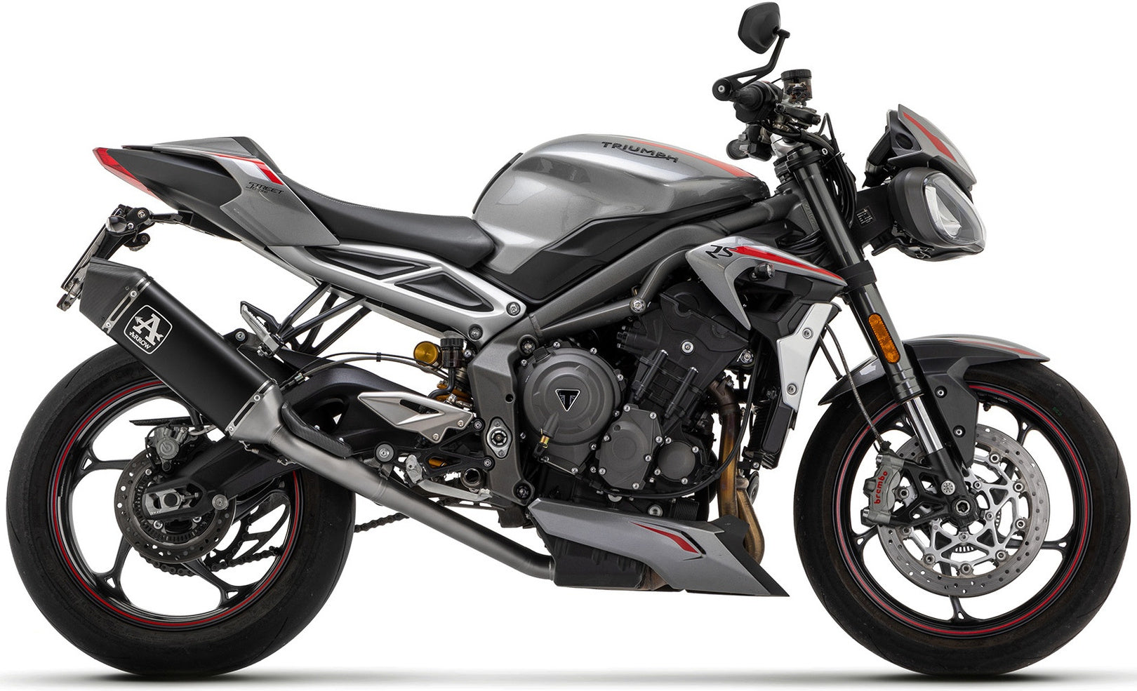 Exhaust Tip With Noise Certification Veloce Aluminium Carbon - Arrow Special Parts Compatible With Triumph Street Triple 765 (2020-2022)