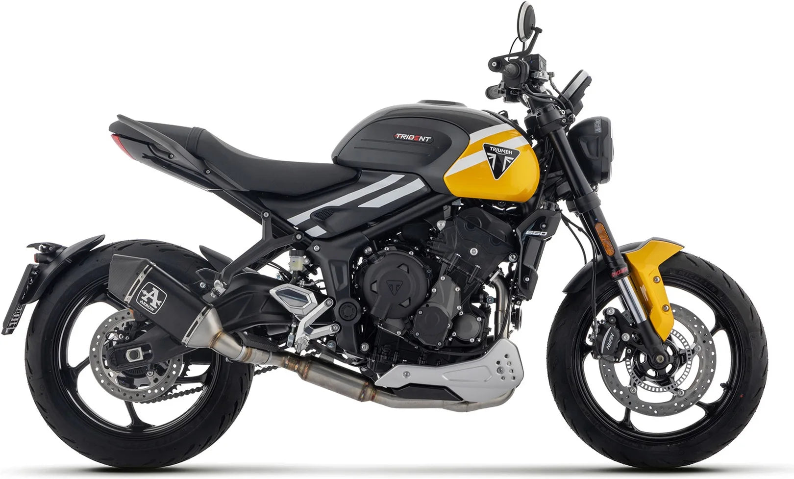 Sistema De Escape Completo Con Catalizador Y Homologación Acústica Veloce Aluminio Negro Fondo Carby - Arrow Special Parts Compatible Con Triumph 660 Trident (2025-2026)