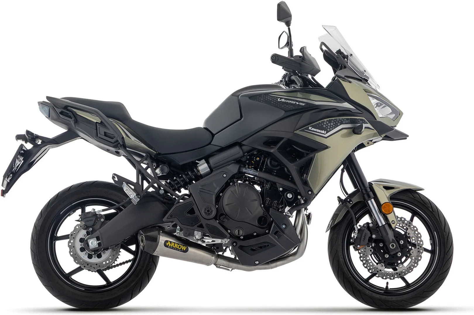 Sistema De Escape Completo Sin Catalizador Y Sin Homologación Acústica X-Kone Titanio Negro Fondo Carby - Arrow Special Parts Compatible Con Kawasaki Versys 650 (2025-2026)