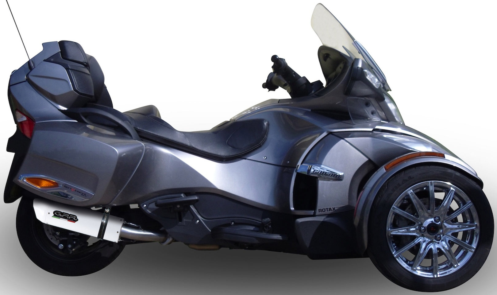 Complete Catalytic Exhaust System With Sound Certification Albus Ceramic White Aluminium - Gpr Compatible With Can Am Spyder 1000 Gs (2007-2009)