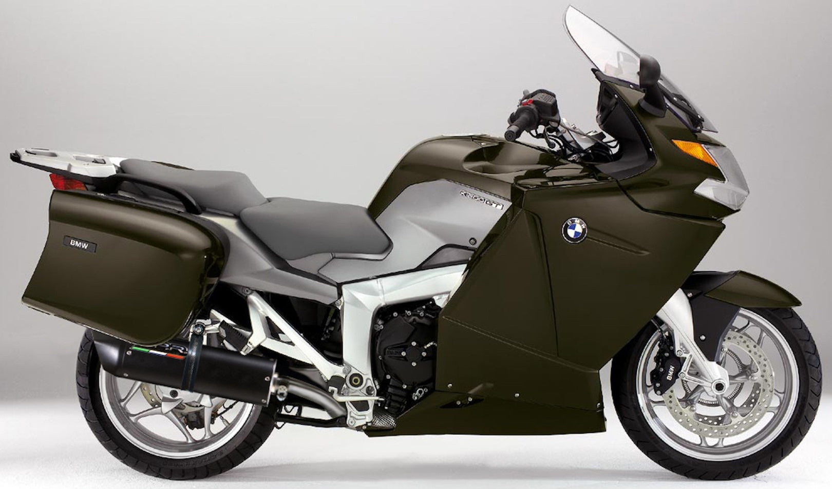 Complete Catalytic Exhaust System With Sound Certification Furore Aluminium Black - Gpr Compatible With Bmw K 1200 Gt (2006-2008)
