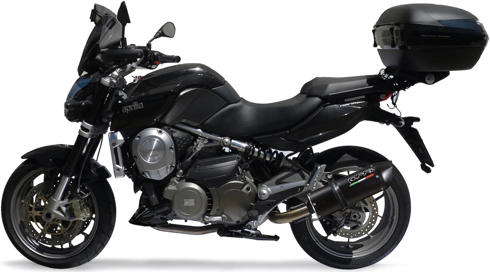 Tubo De Escape Con Catalizador Y Homologación Acústica Furore Aluminio Negro - Gpr Compatible Con Aprilia Mana 850 Gt (2007-2016)