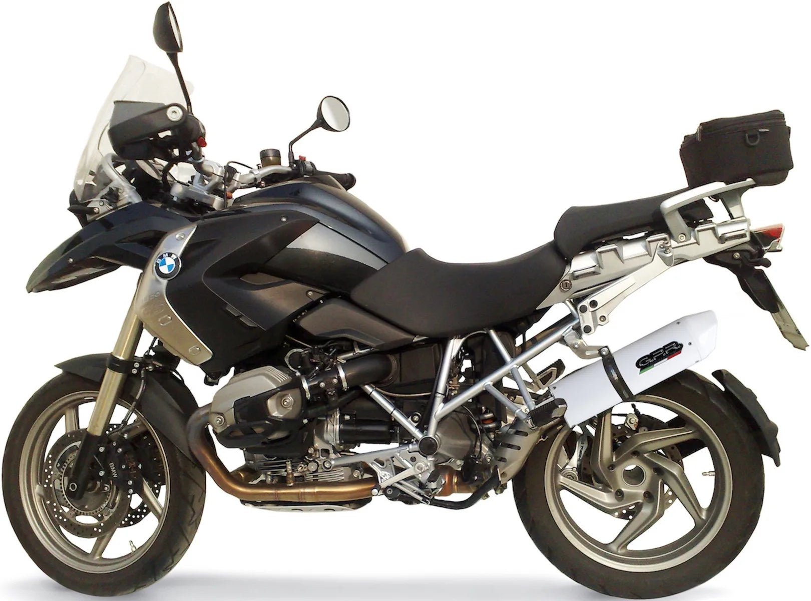 Sistema De Escape Completo Sin Catalizador Y Con Homologación Acústica Albus Ceramic Aluminio Blanco - Gpr Compatible Con Bmw R 1200 Gs - Adventure (2010-2012)