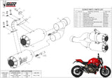 Escape Doble Sin Catalizador Y Sin Homologación Acústica Mk3 Carbono - Mivv Compatible Con Ducati Monster 1200 (2014-2016)