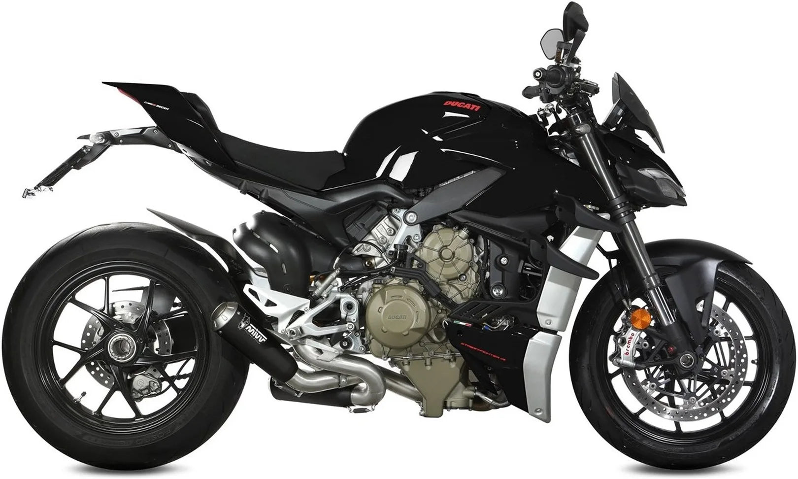 Escape Doble Sin Catalizador Y Sin Homologación Acústica X-M1 Acero Negro - Mivv Compatible Con Ducati Streetfighter V4 (2020-2022)