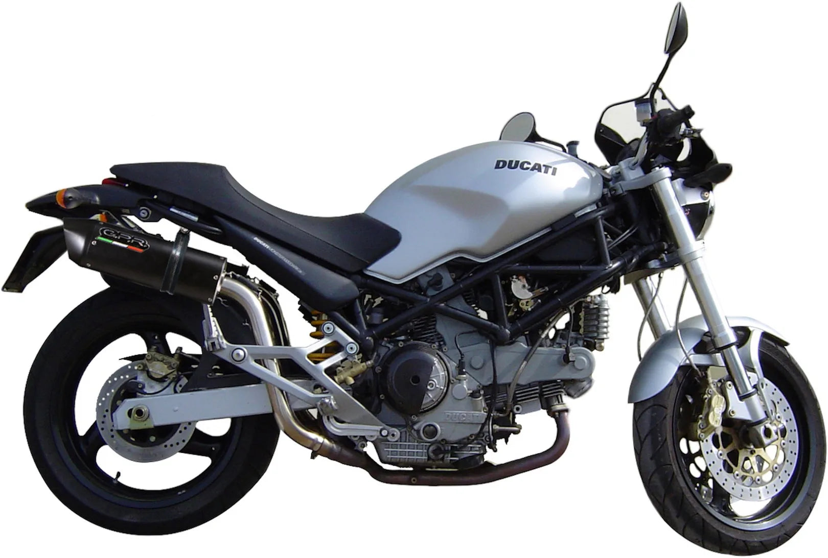 Escape Doble Con Homologación Acústica Furore Aluminio Negro - Gpr Compatible Con Ducati Monster 400 - 600 - 750 - 900 (1993-2000)