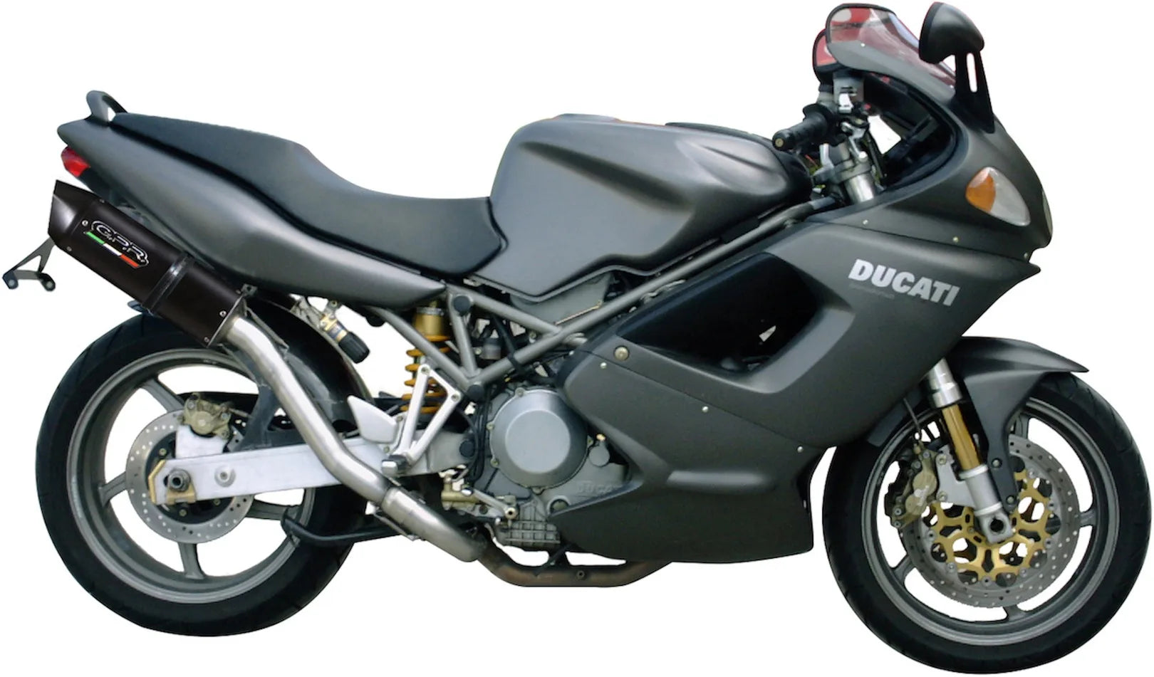 Escape Doble Con Homologación Acústica Furore Aluminio Negro - Gpr Compatible Con Ducati St4 - S (1999-2005)