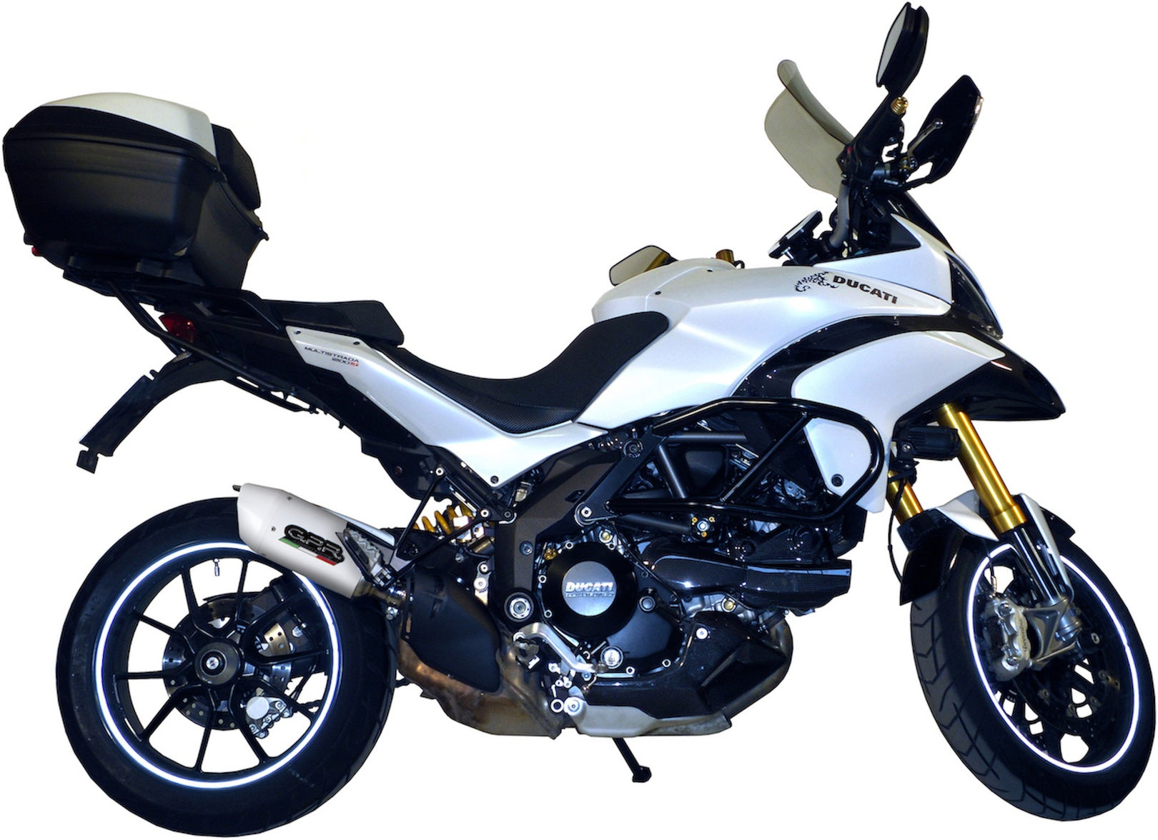 Catalytic Exhaust Tip With Sound Certification Albus Ceramic White Aluminium - Gpr Compatible With Ducati Multistrada 1200 (2010-2014)