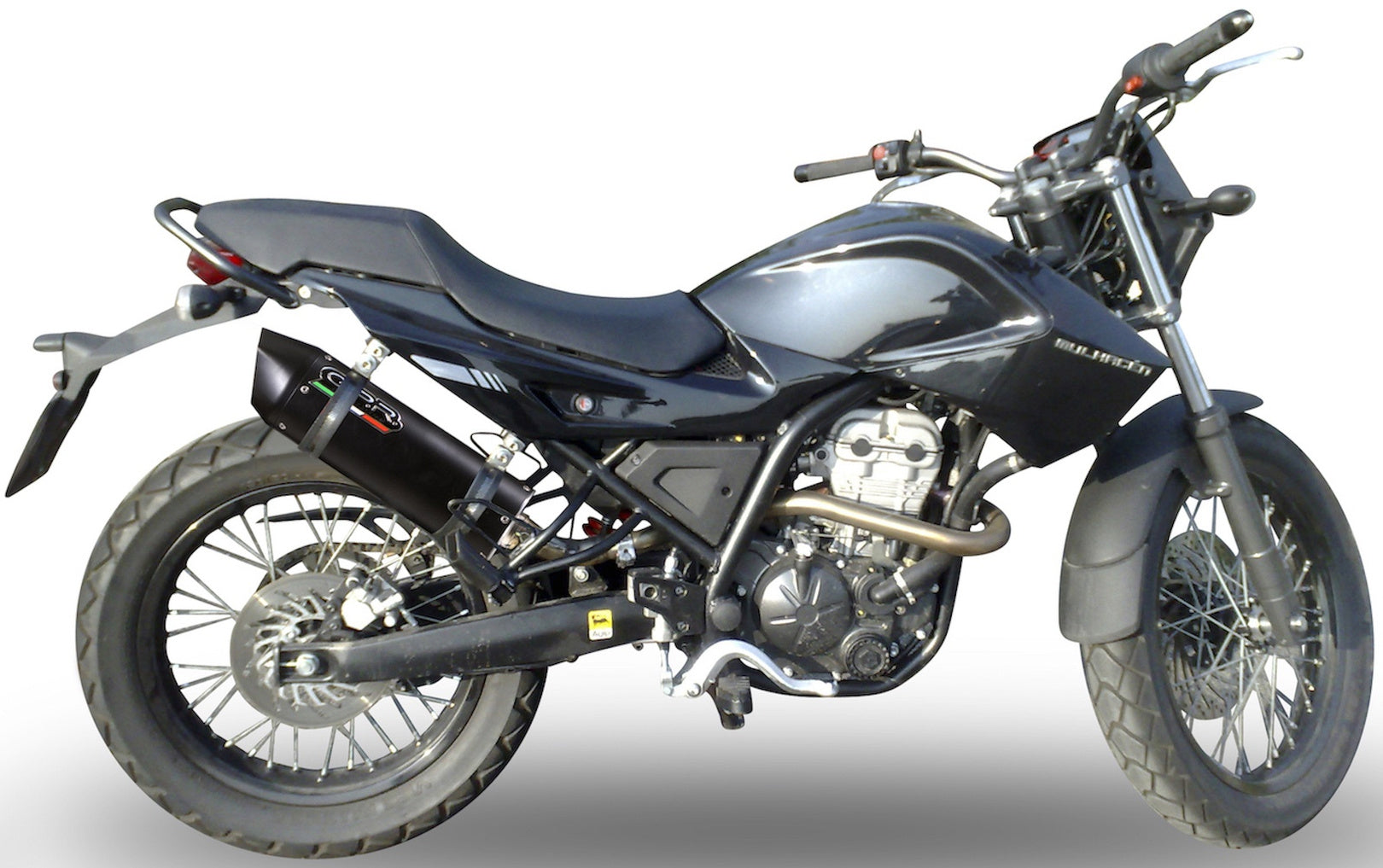 Complete Catalytic Exhaust System With Sound Certification Furore Aluminium Black - Gpr Compatible With Derbi Mulhacèn (2006-2011)