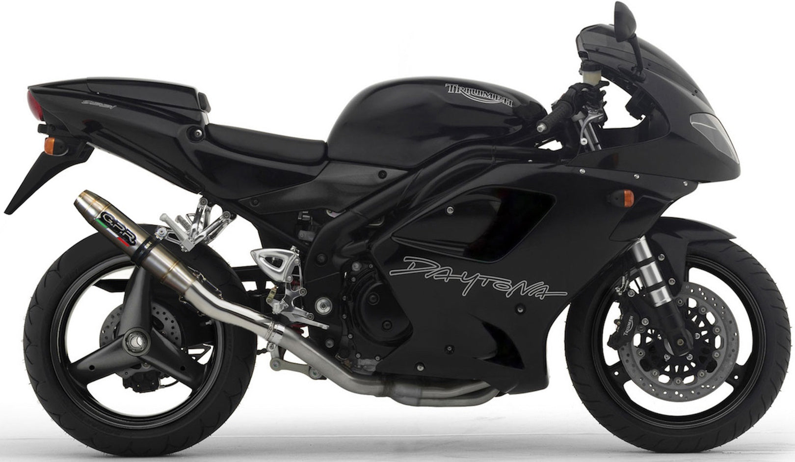 Exhaust Tip With Noise Certification Deeptone Stainless Steel - Gpr Compatible With Triumph Daytona 955 Monobraccio (2003-2005)