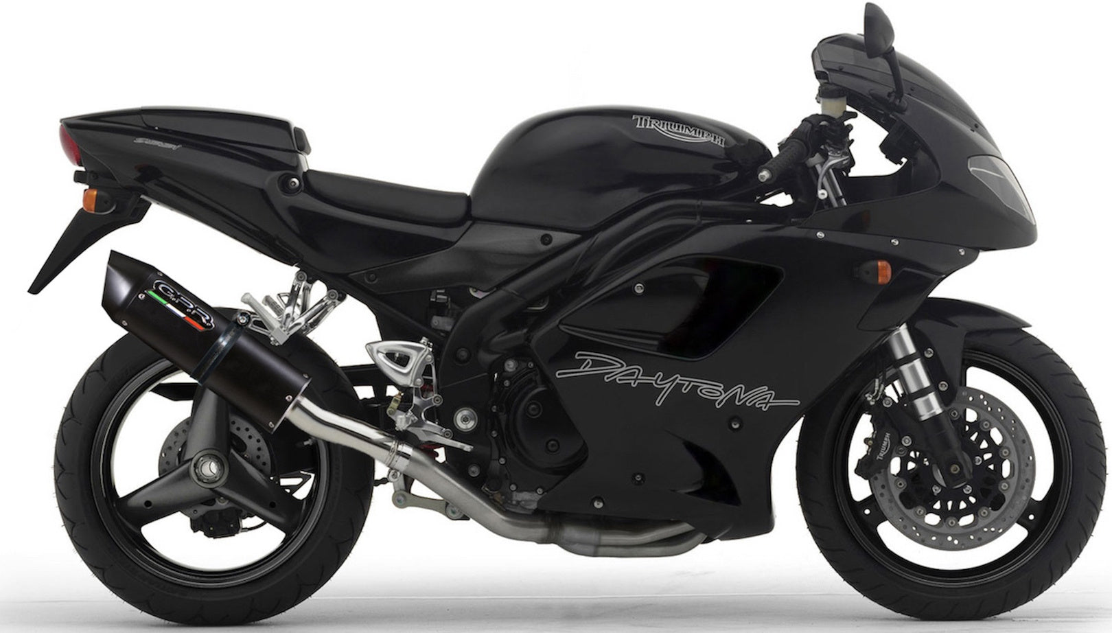 Exhaust Tip With Noise Certification Furore Aluminium Black - Gpr Compatible With Triumph Daytona 955 (2002-2005)